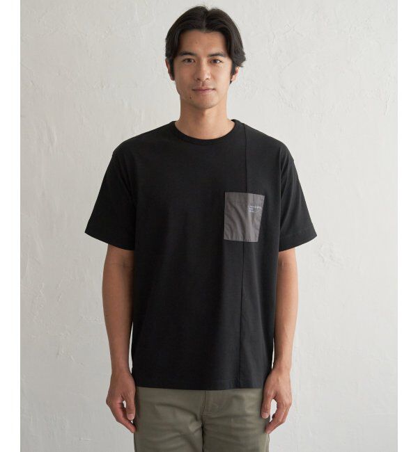ikka「【接触冷感】DRY布帛コンビポケットTシャツ」|Tシャツ・カットソー|