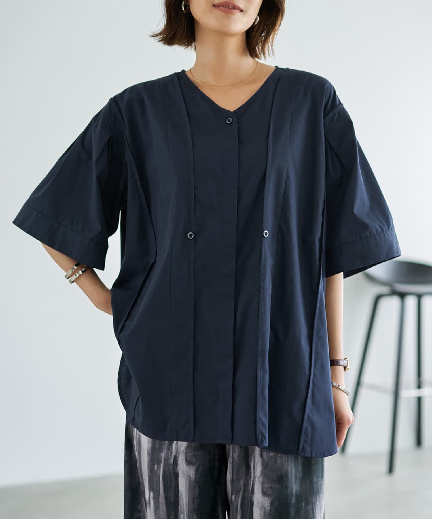 STYLE DELI「【LUXE】形が変わるシャツ生地プルオーバー」|シャツ・ブラウス|