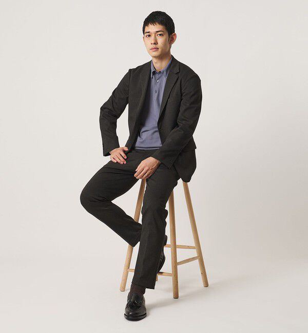 UNITED ARROWS「シャークスキン ノープリーツ テーパードスラックス UA COZY ウォッシャブル 2WAYストレッチ」|スラックス|