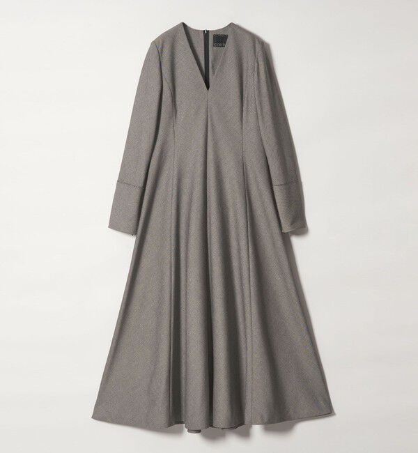 conte「＜conte＞シャークスキン Vネック ロングワンピース」|ワンピース|