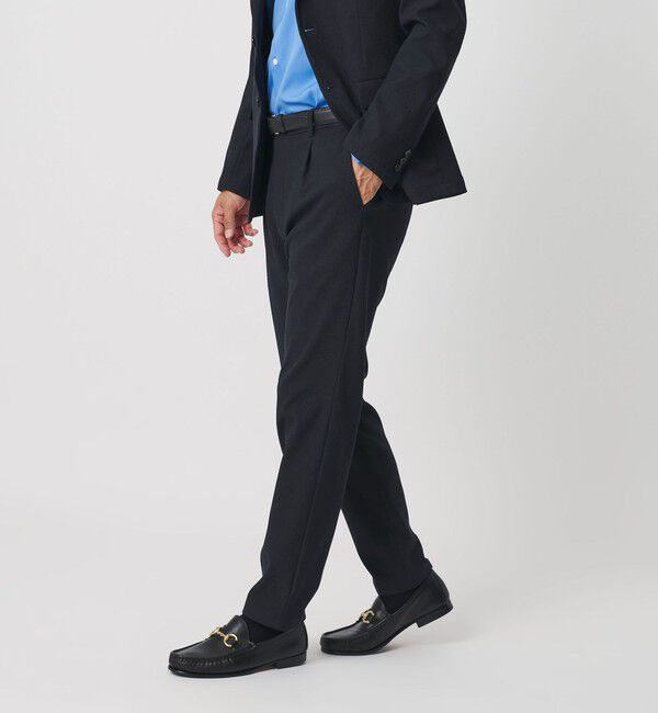 BEAUTY&YOUTH UNITED ARROWS「リサイクル ポリエステル 1プリーツ テーパード パンツ NO.3 セットアップ対応 ヨコストレッチ ウォッシャ」|チノ|NAVY