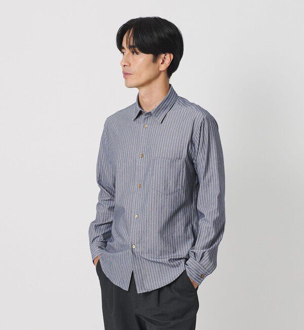 BEAUTY&YOUTH UNITED ARROWS「クイック ストレッチ ストライプ レギュラー シャツ SLIM型  吸水速乾 タテヨコストレッチ」|シャツ・ブラウス|NAVY