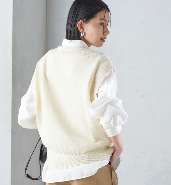 SHIPS for women「〈手洗い可能〉ラメ混 ペーパー 編地 コンビ プルオーバー ◇」|ニット・セーター|