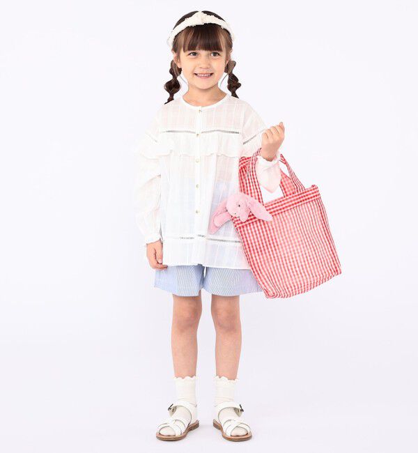 SHIPS KIDS「SHIPS KIDS:100～130cm / スナップ ボタン フリル ブラウス」|シャツ・ブラウス|