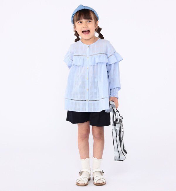 SHIPS KIDS「SHIPS KIDS:100～130cm / スナップ ボタン フリル ブラウス」|シャツ・ブラウス|