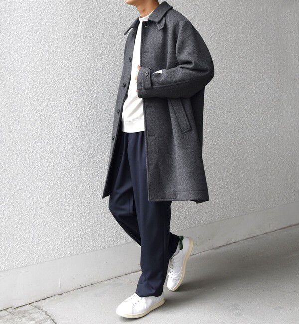 SHIPS any「PURE WOOL MELTON ステンカラー コート 26AW◆」|ステンカラーコート|