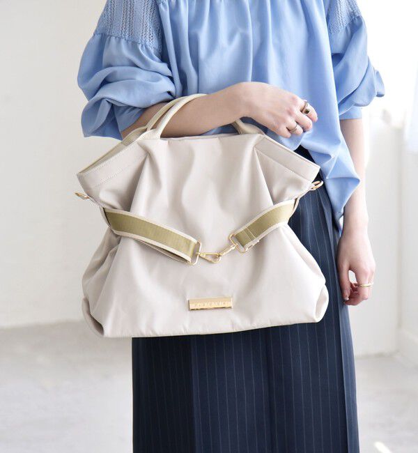 quaranciel「ラインベルト 2way ショルダー トート バッグ（A4対応）」|トートバッグ|ナチュラル