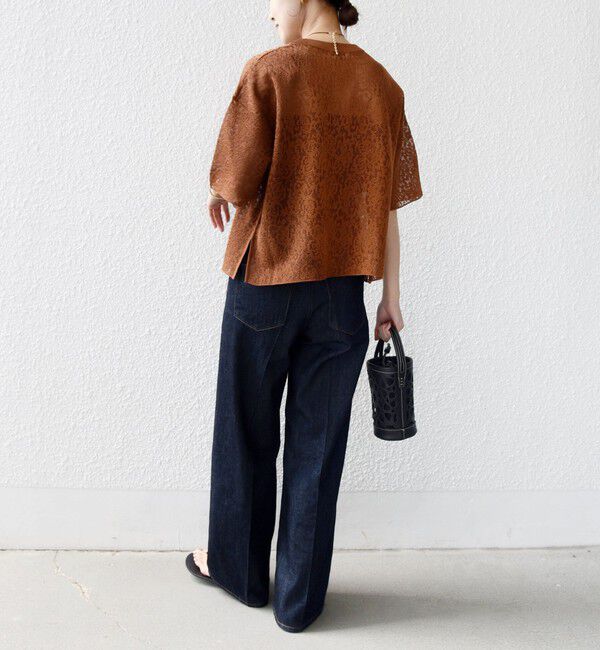 SHIPS for women「〈手洗い可能〉レース ジャカード ショートスリーブ カットソー」|Tシャツ・カットソー|