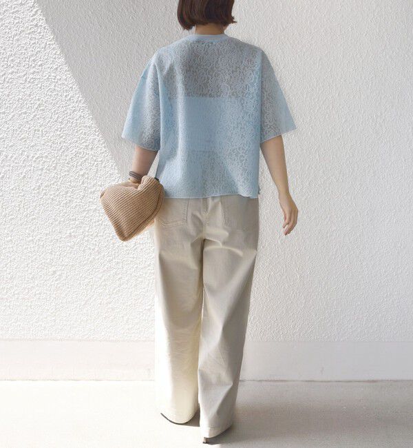 SHIPS for women「〈手洗い可能〉レース ジャカード ショートスリーブ カットソー」|Tシャツ・カットソー|