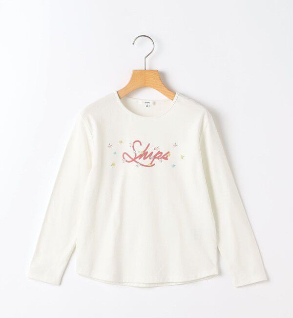 SHIPS KIDS「SHIPS KIDS:140～150cm /フラワー ロゴ ロングスリーブ Tシャツ」|Tシャツ・カットソー|オフホワイト