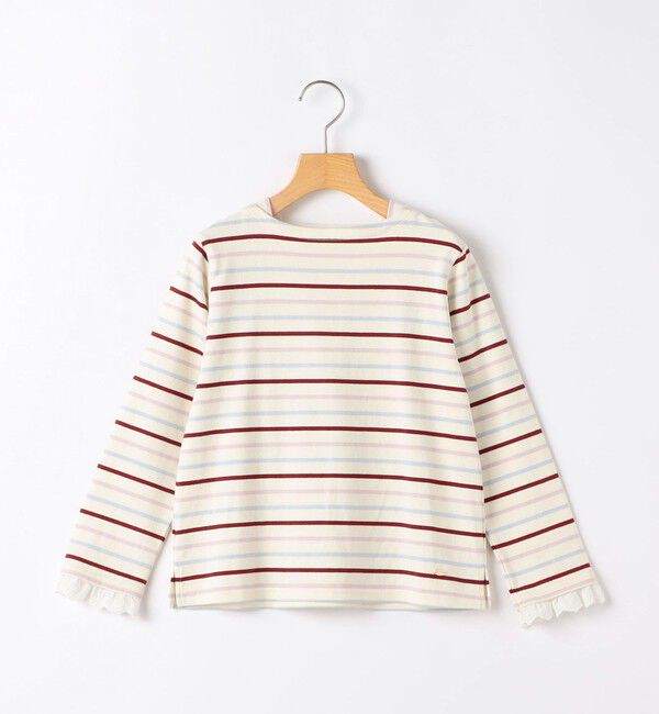 SHIPS KIDS「SHIPS KIDS:140～150cm/コットンレース ボーダー ロングスリーブ Tシャツ」|Tシャツ・カットソー|オフホワイト