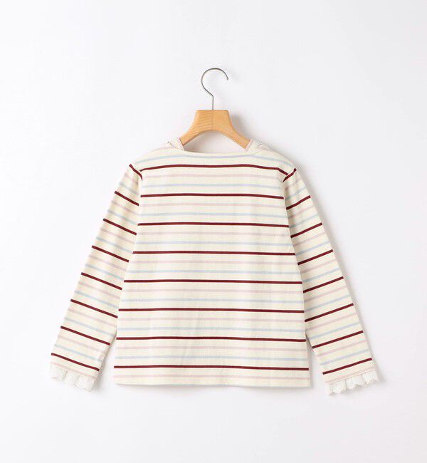SHIPS KIDS「SHIPS KIDS:140～150cm/コットンレース ボーダー ロングスリーブ Tシャツ」|Tシャツ・カットソー|