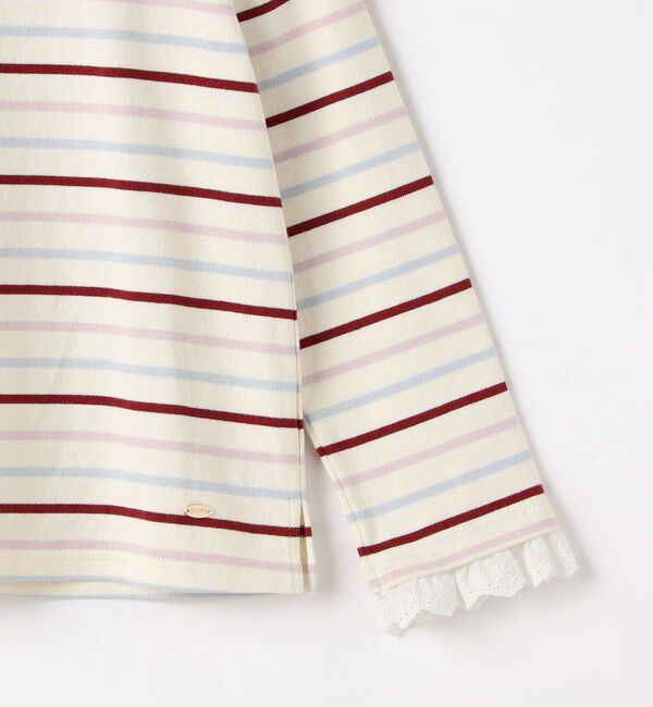 SHIPS KIDS「SHIPS KIDS:140～150cm/コットンレース ボーダー ロングスリーブ Tシャツ」|Tシャツ・カットソー|