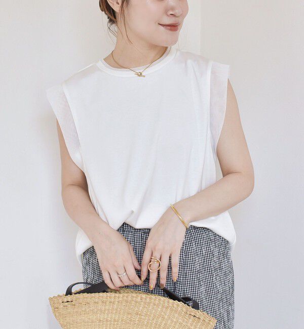 SHIPS for women「〈手洗い可能〉チュール コンビ フレンチ プルオーバー」|Tシャツ・カットソー|