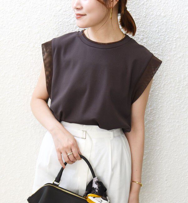 SHIPS for women「〈手洗い可能〉チュール コンビ フレンチ プルオーバー」|Tシャツ・カットソー|