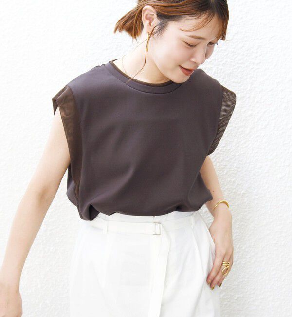 SHIPS for women「〈手洗い可能〉チュール コンビ フレンチ プルオーバー」|Tシャツ・カットソー|