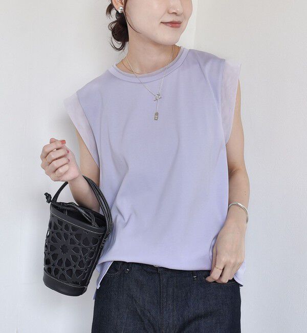 SHIPS for women「〈手洗い可能〉チュール コンビ フレンチ プルオーバー」|Tシャツ・カットソー|ラベンダー