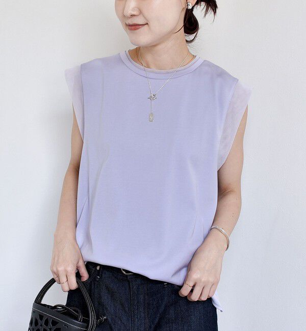 SHIPS for women「〈手洗い可能〉チュール コンビ フレンチ プルオーバー」|Tシャツ・カットソー|