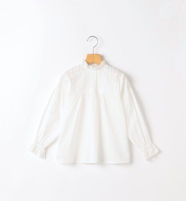 SHIPS KIDS「SHIPS KIDS:80～90cm / ピンタック レース ブラウス」|シャツ・ブラウス|ホワイト