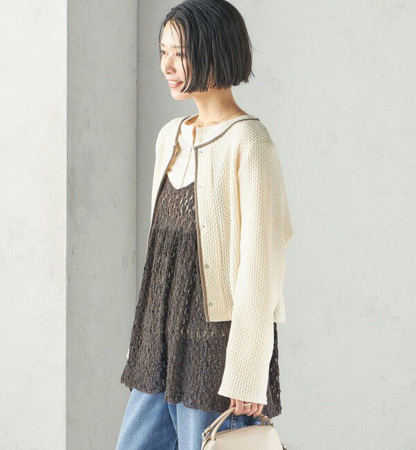 SHIPS for women「〈手洗い可能〉ワッフル ラッセル スナップ 釦 カーディガン」|カーディガン|