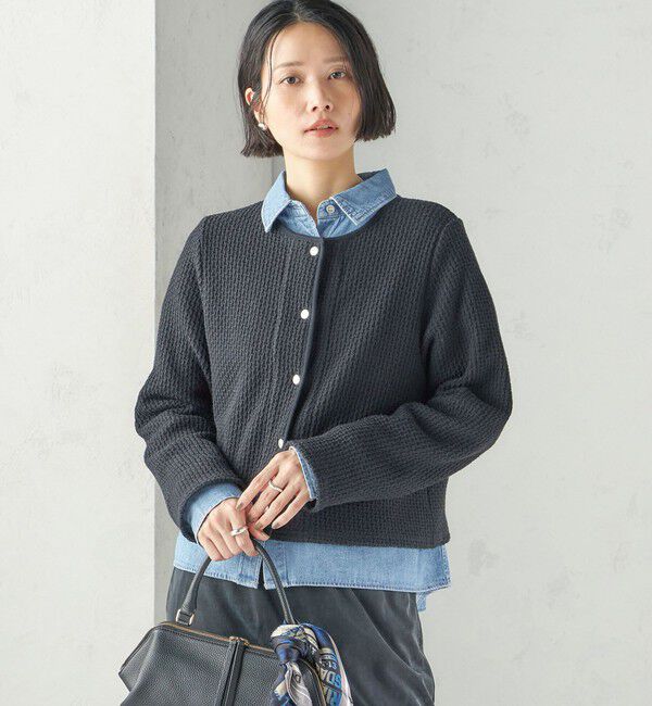 SHIPS for women「〈手洗い可能〉ワッフル ラッセル スナップ 釦 カーディガン」|カーディガン|