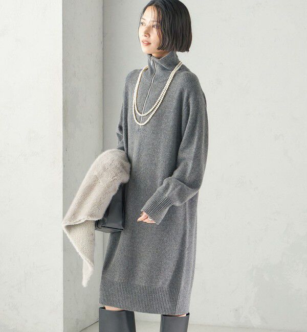 SHIPS for women「《予約》〈手洗い可能〉ウール カシミヤ ハーフジップ ワンピース」|ワンピース|
