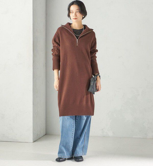 SHIPS for women「《予約》〈手洗い可能〉ウール カシミヤ ハーフジップ ワンピース」|ワンピース|