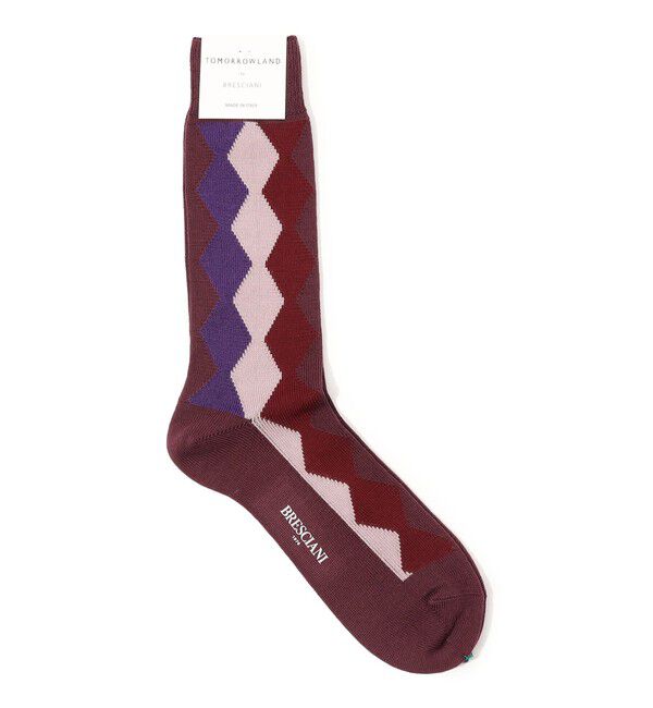 TOMORROWLAND GOODS「【別注】BRESCIANI ウール ジオメトリックソックス」|ソックス|76 ボルドー系