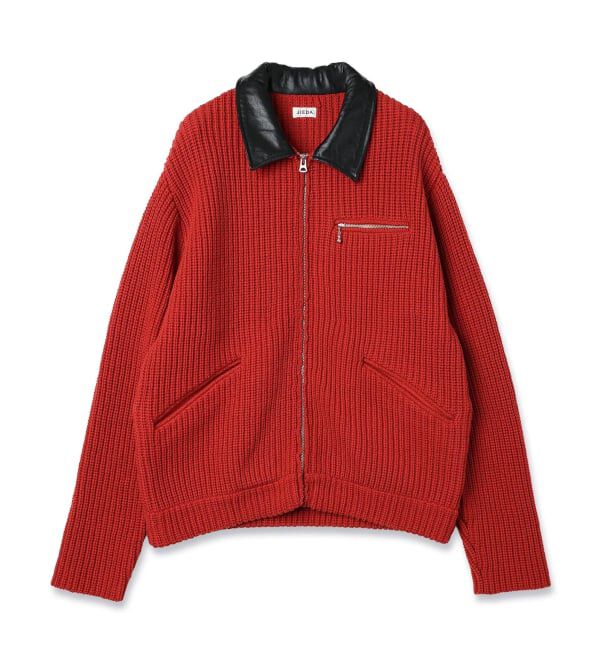 PULP「JIEDA / ジエダ LEATHER-COLLAR KNIT WORK JACKET」|その他|レッド