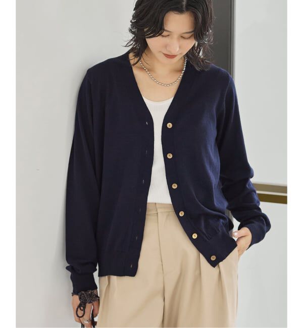 JOURNAL STANDARD「ウォッシャブルウール Vカーディガン」|カーディガン|ネイビー