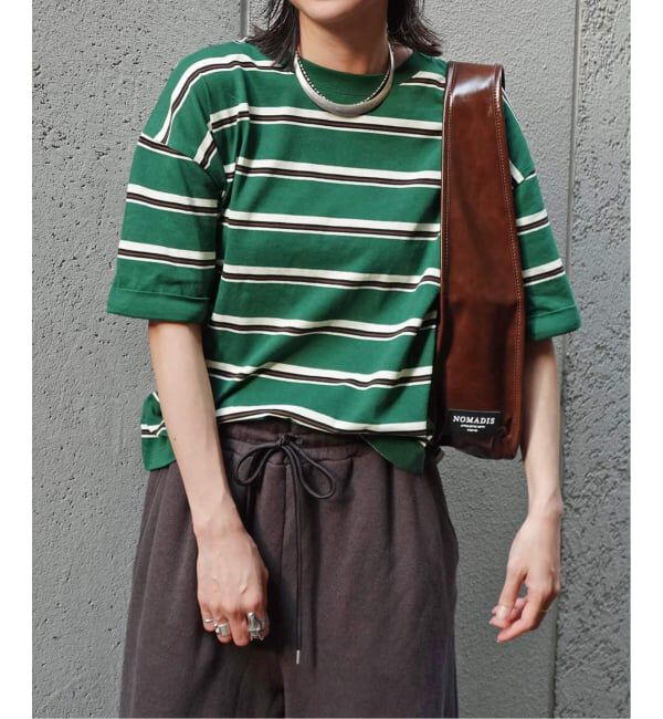 JOURNAL STANDARD「《追加4》汗ジミ防止ボーダービッグT」|Tシャツ・カットソー|グリーン