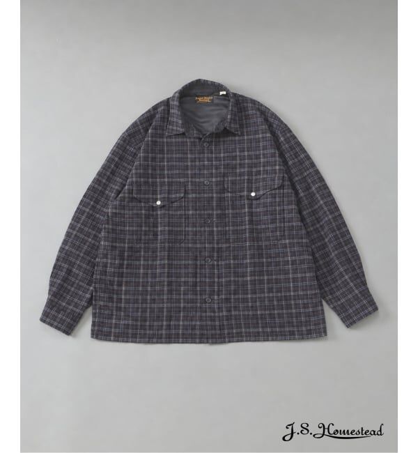 J.S.Homestead「J.S.Homestead / ウール コットン チェック クルーザー シャツ」|シャツ・ブラウス|ブラック