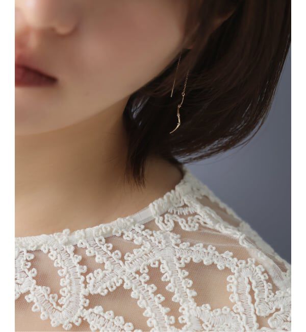 Lilas by Spick&Span「ウェーブステーションダイヤアメリカンピアス K10（両耳）」|ピアス|