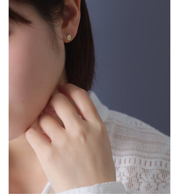 Lilas by Spick&Span「テクスチャーオーバルモチーフピアス K10（両耳）」|ピアス|