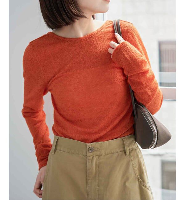 Spick and Span「ウール混レースプルオーバー」|Tシャツ・カットソー|オレンジ