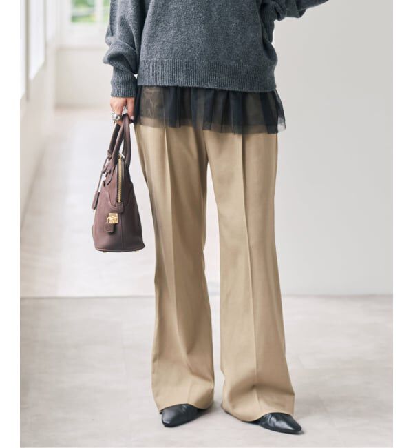 Spick and Span「《セットアップ可》サキソニータックイージーストレートパンツ」|スラックス|