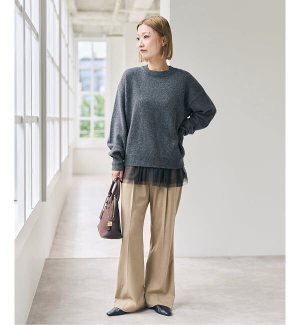 Spick and Span「《セットアップ可》サキソニータックイージーストレートパンツ」|スラックス|