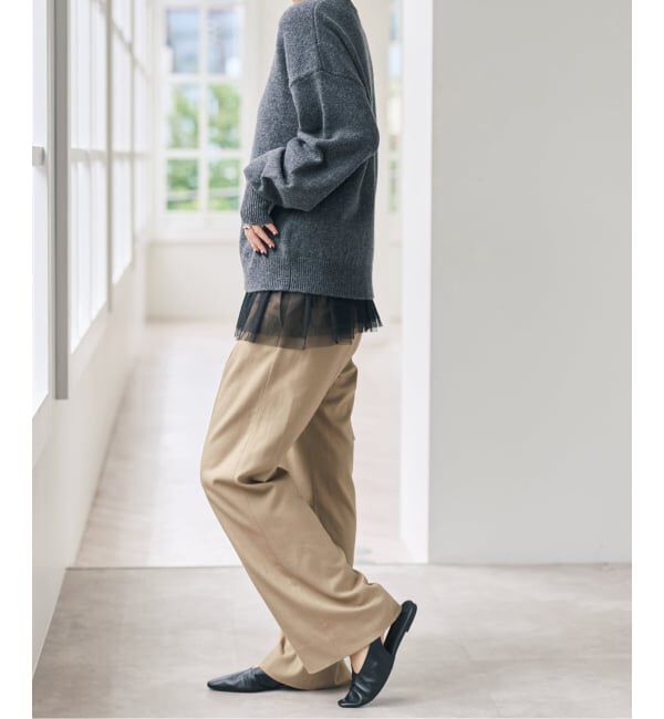 Spick and Span「《セットアップ可》サキソニータックイージーストレートパンツ」|スラックス|