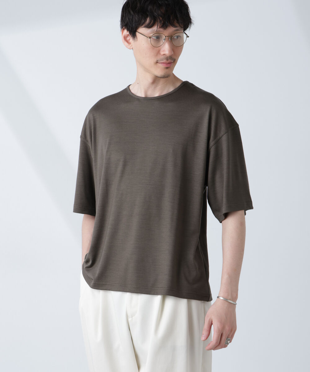 NANO universe「「ALL-DAYS COMFORT 100% WOOL」 エレガンスTEE」|Tシャツ・カットソー|カーキ