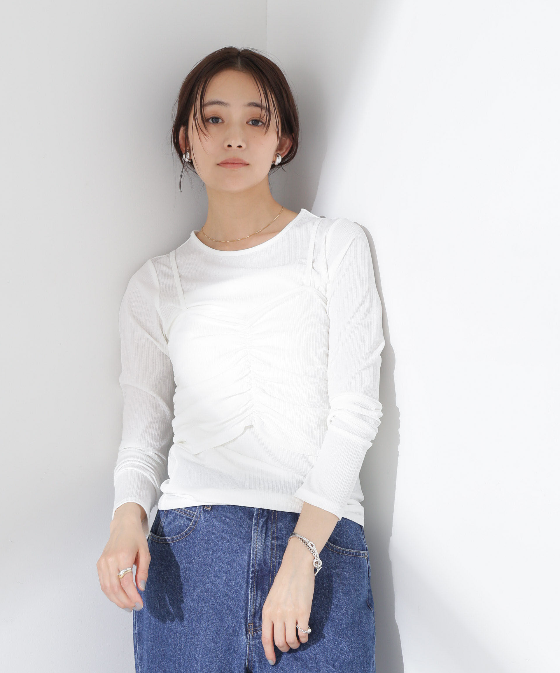 nano･universe「シャーリングビスチェセットカットトップス」|Tシャツ・カットソー|