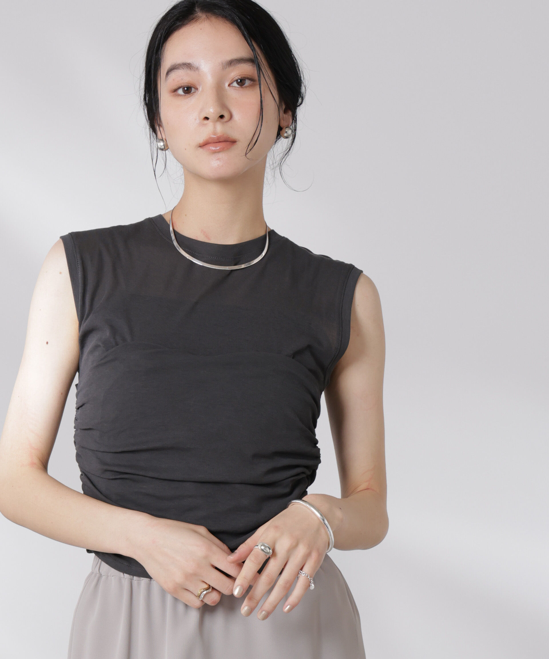 nano･universe「ドッキングビスチェシアートップス」|Tシャツ・カットソー|