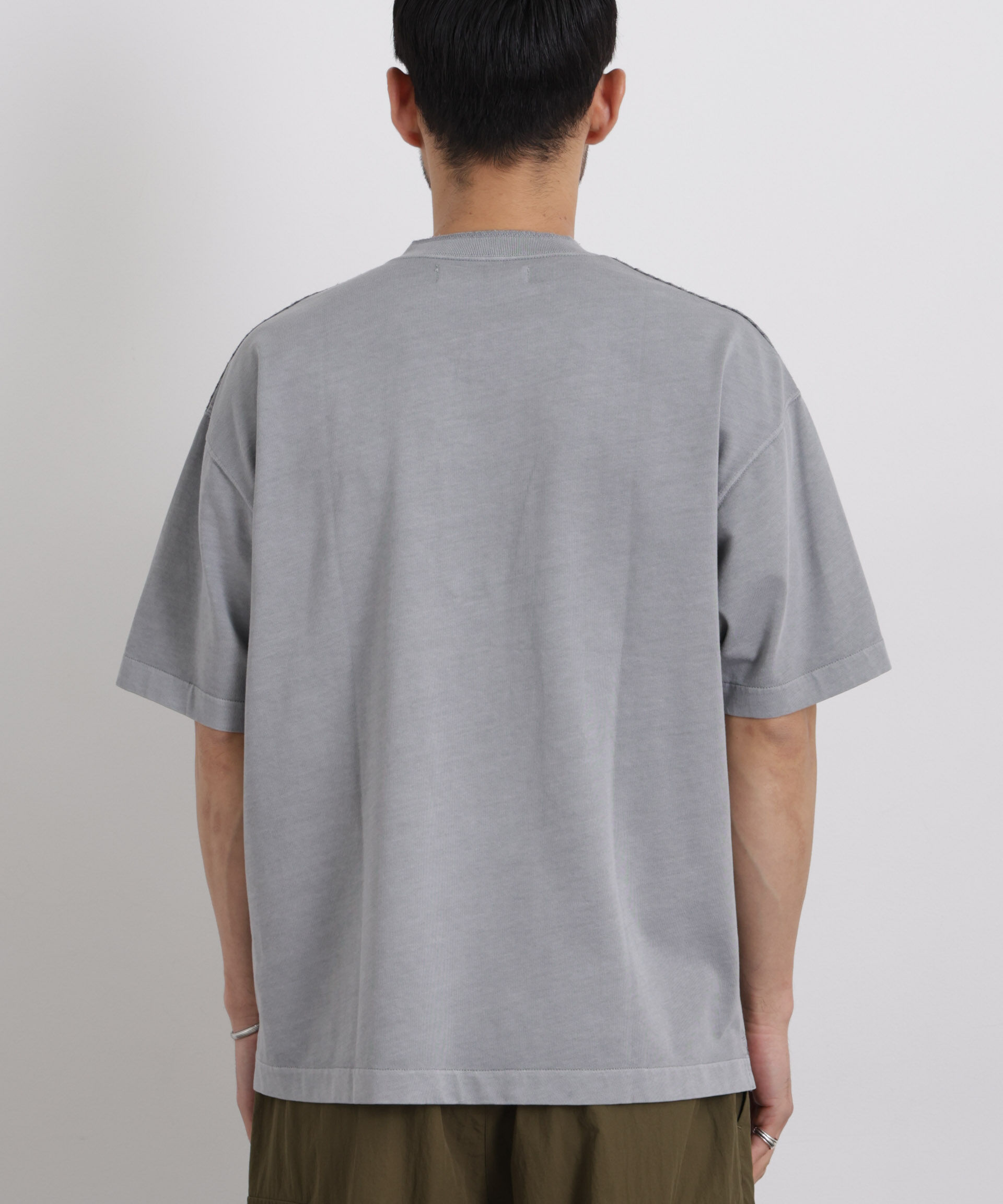 NANO universe「オーバーダイジャガードストライプヘンリーTシャツ 半袖」|Tシャツ・カットソー|