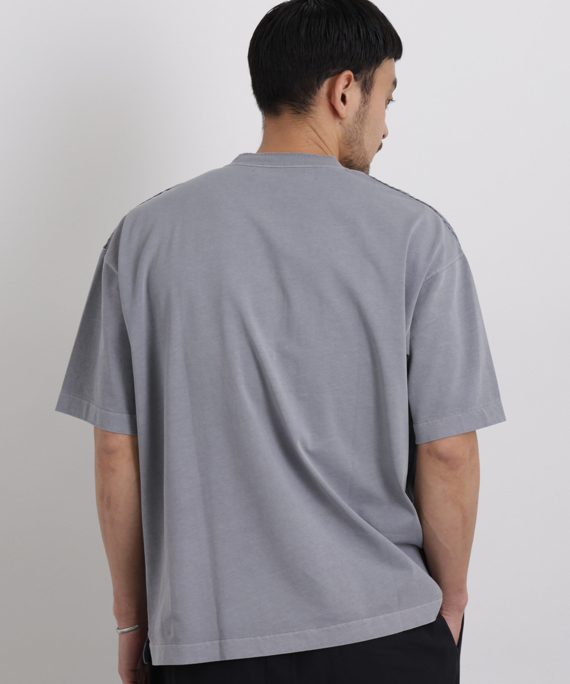NANO universe「オーバーダイジャガードストライプヘンリーTシャツ 半袖」|Tシャツ・カットソー|
