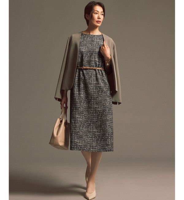 自由区「【きれい目・新色追加】プリントジャガードストレッチ  ワンピース」|ワンピース|
