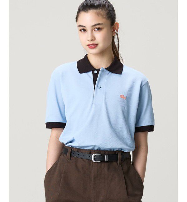 LACOSTE「配色コントラストリブ 2トーンポロシャツ」|ポロシャツ|ライトブルー