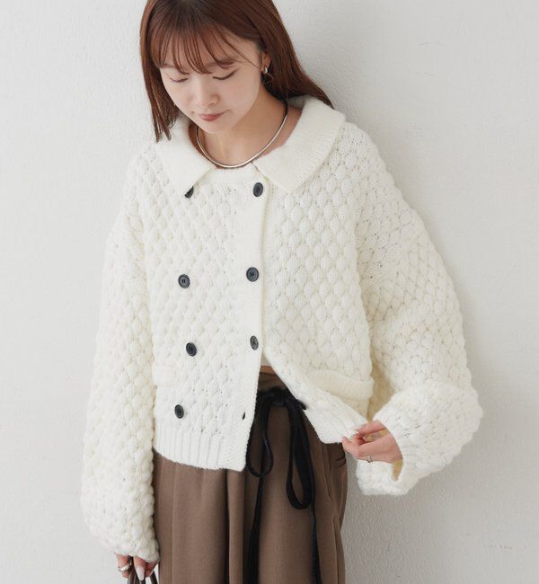  「【BRN／WEB限定カラー】ぽこぽこダブルボタンカーディガン」|カーディガン|