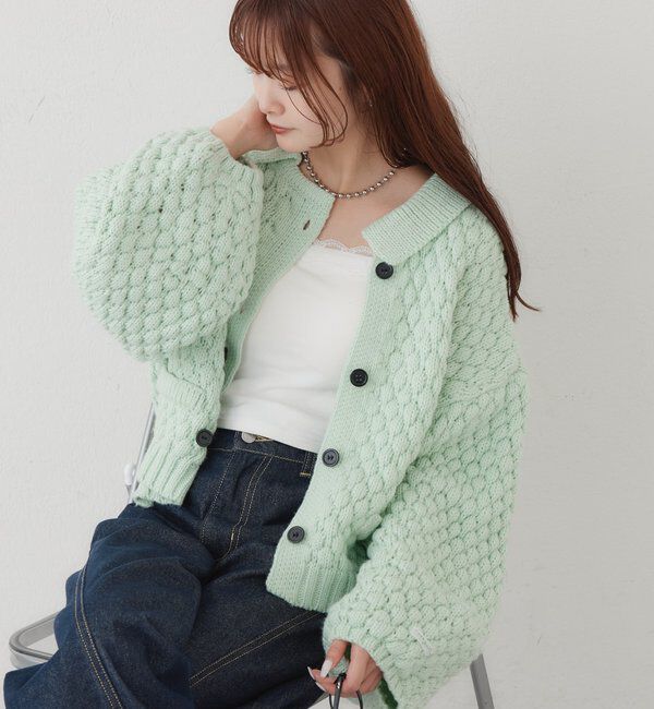  「【BRN／WEB限定カラー】ぽこぽこダブルボタンカーディガン」|カーディガン|