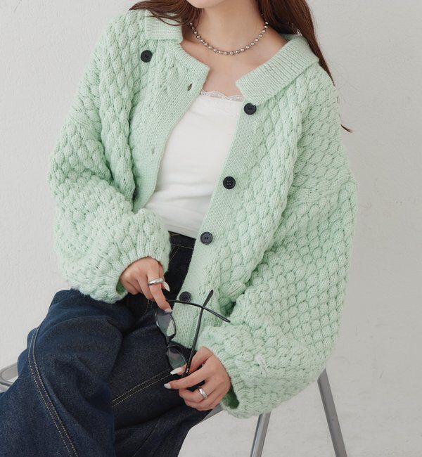  「【BRN／WEB限定カラー】ぽこぽこダブルボタンカーディガン」|カーディガン|