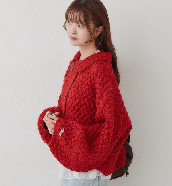  「【BRN／WEB限定カラー】ぽこぽこダブルボタンカーディガン」|カーディガン|