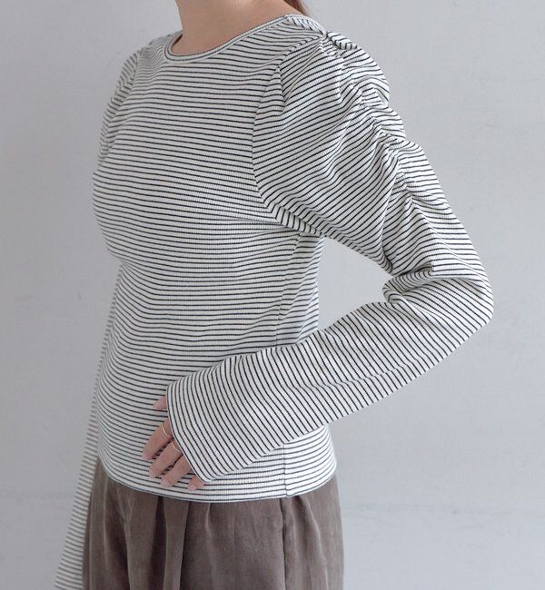  「ボーダーパフスリーブカットソー」|Tシャツ・カットソー|
